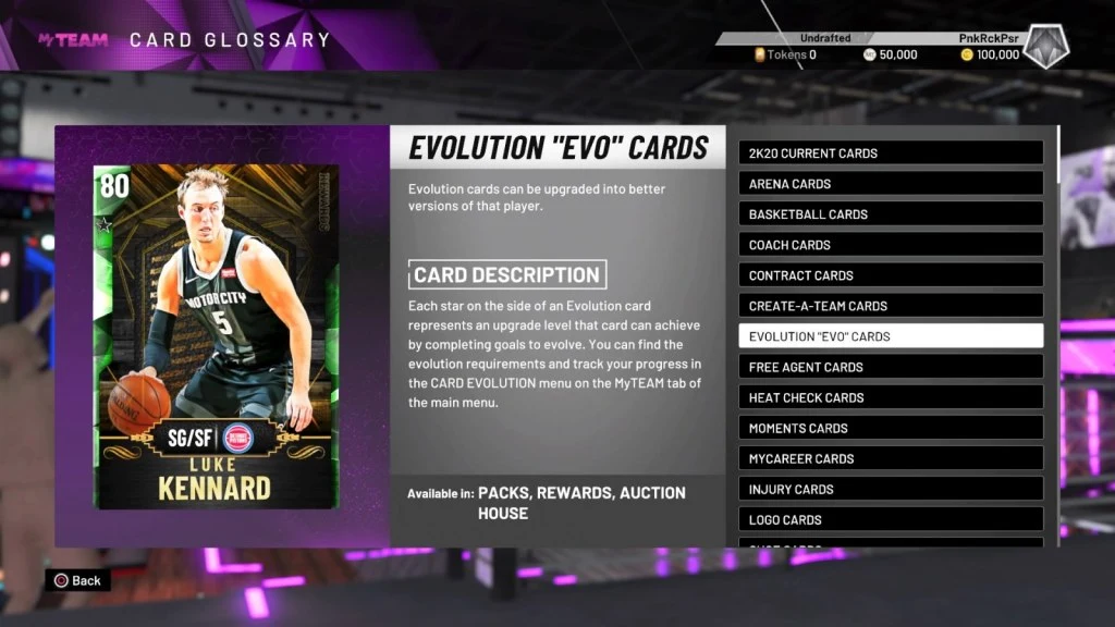 NBA 2K20 Evolution Cards